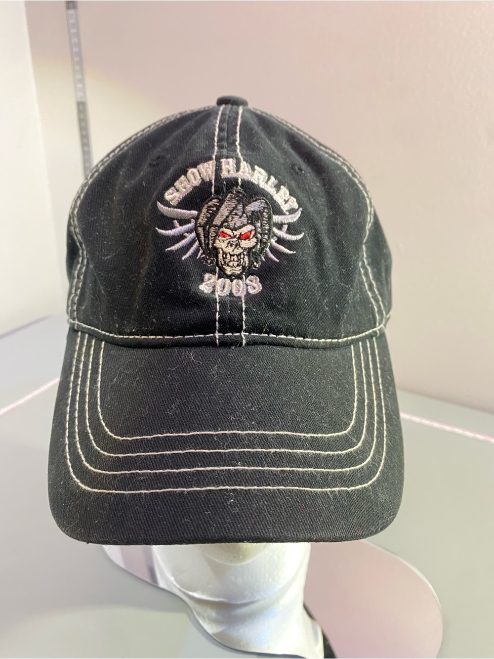 Harley Davidson Show Harley 2008 Black Embroidered Skull Cap w Stitching Unisex